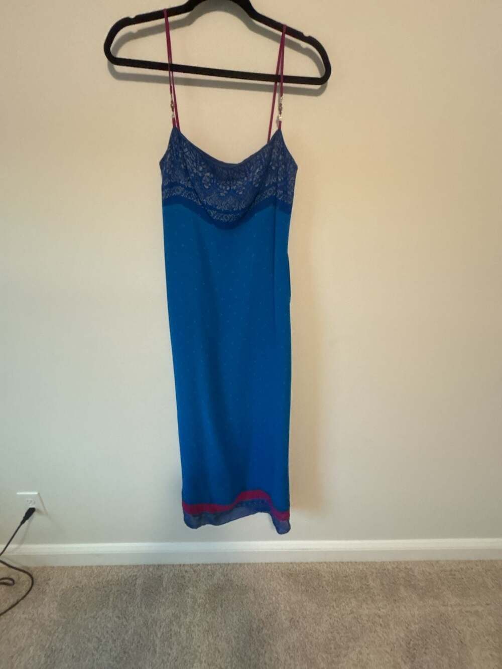 Laundry by Shelli Segal Blue Slip Dress with Beaded Straps Size 10